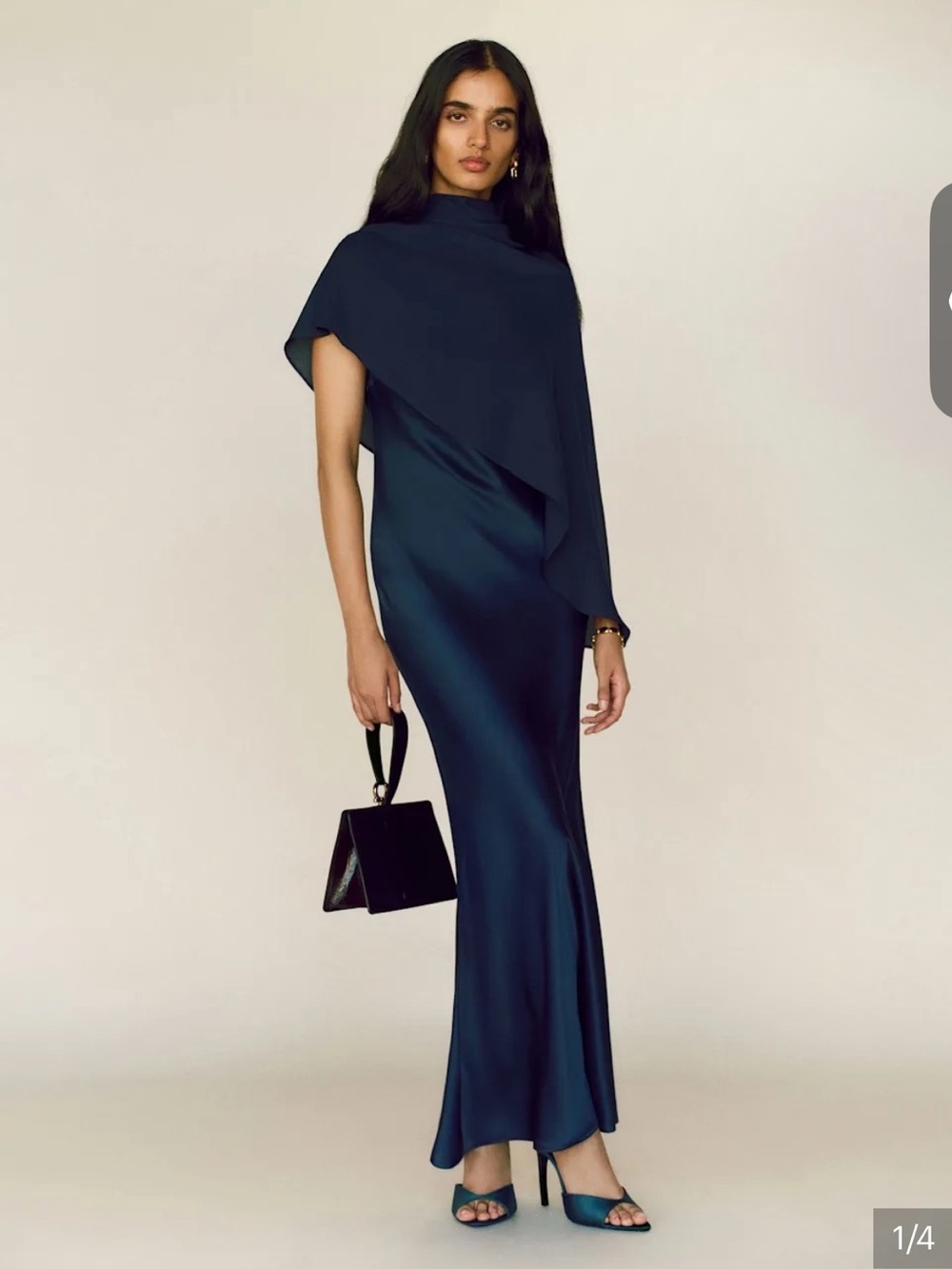 REFORMATION Lilibeth Silk Dress in Navy